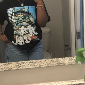 Graphic Tee with Japanese Castle Design